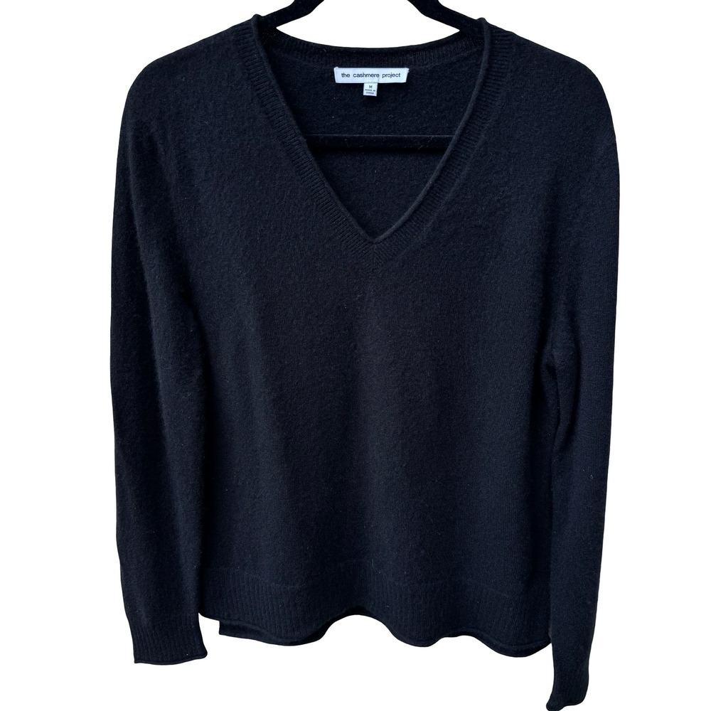 The Cashmere Project 100% Cashmere Quiet Luxury Minimalist Cozy Sweater Black M